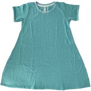 LAT French Terry Knit Crew Neck Pull-On A-Line Dress Caribbean Melange Girls XL